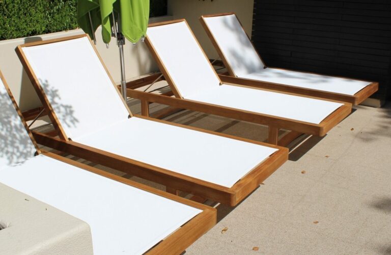 Custom Grade-A Teak Sun Lounger, Mesh Seat